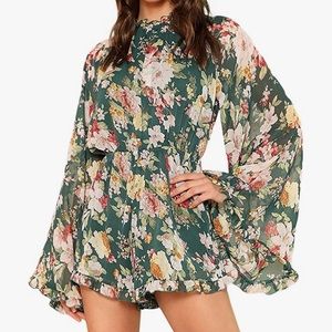Green floral romper